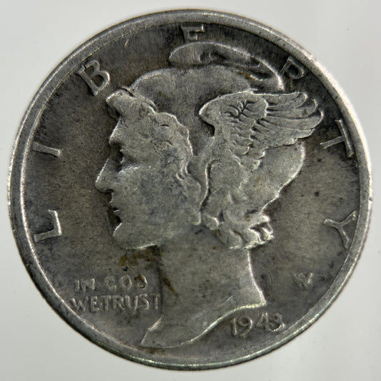 1943 US USA Mercury Dime Silver Coin | Fine Collectable Grade