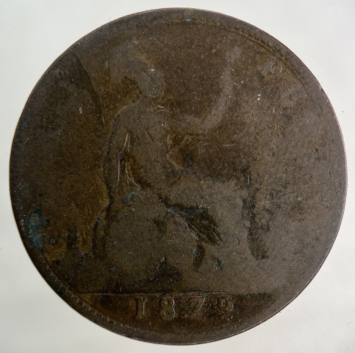 1879 Victoria One Penny Coin | Worn Grade
