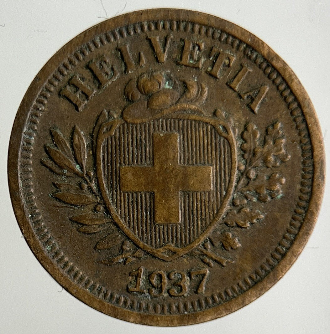 1937 Switzerland Swiss 1 Rappen Coin | Fine Collectable Grade