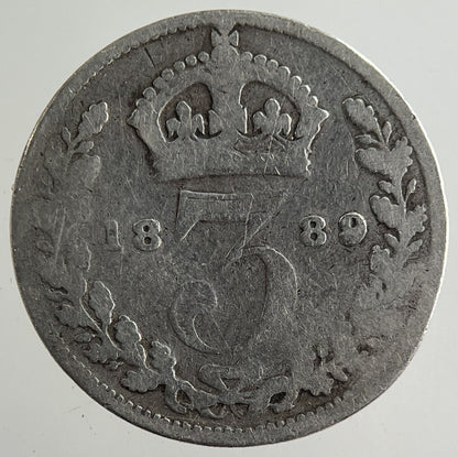1889 Victoria Threepence Silver Coin | Fair Grade