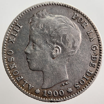 1900 Spain One Una Peseta Silver Coin | Very High Grade | a1535