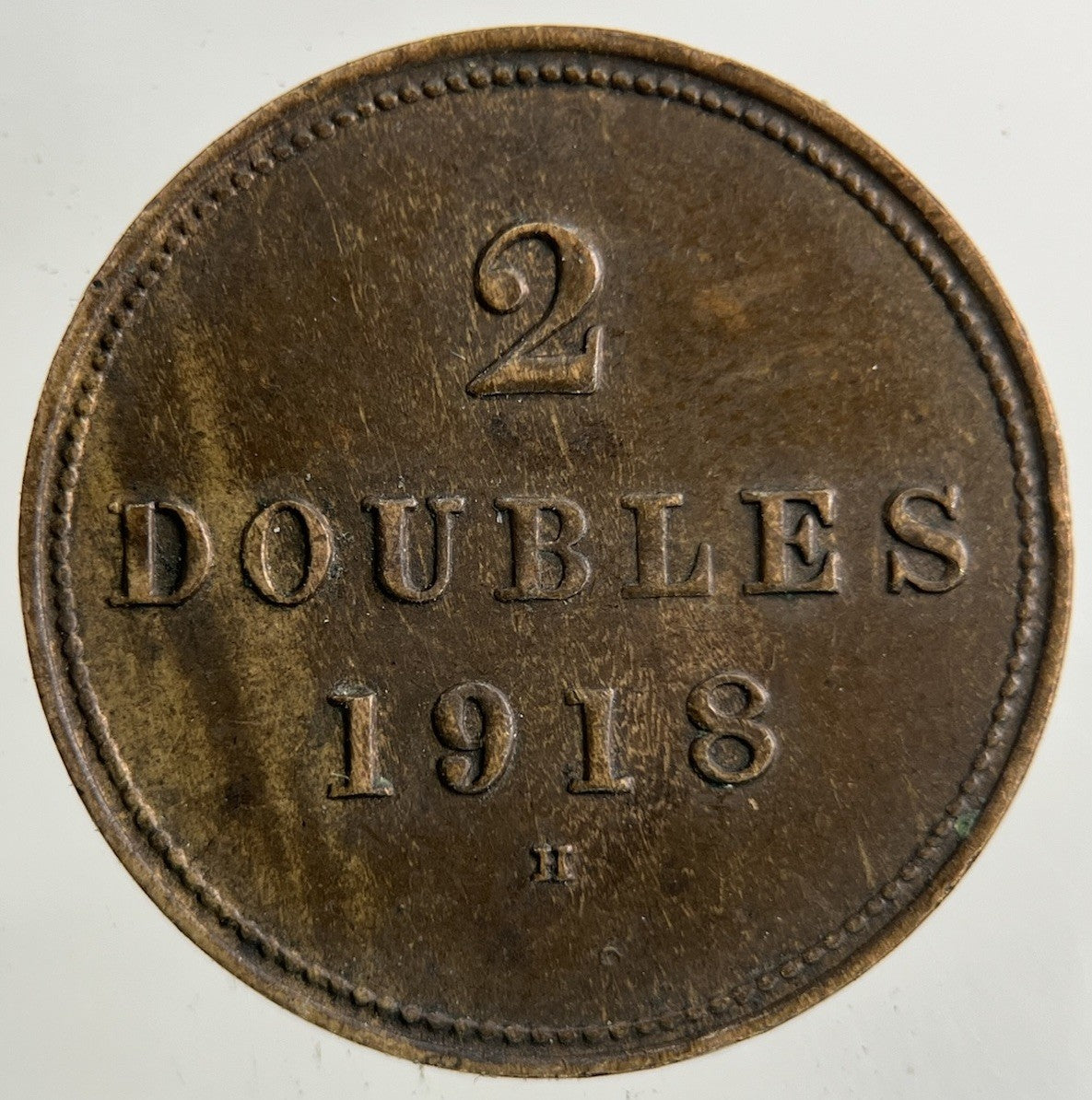 1918 Guernsey 2 Doubles Coin | Fine Collectable Grade