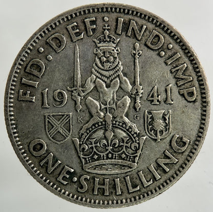 1941 George VI Shilling Silver Coin | Fine Collectable Grade