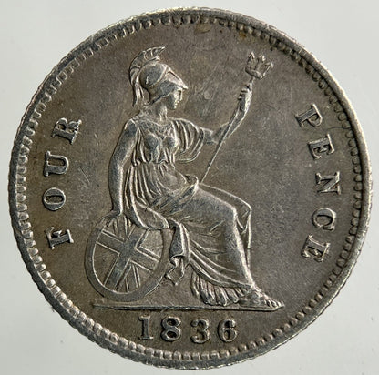 1836 William IV Groat Four - Pence Silver Coin | Very High Grade