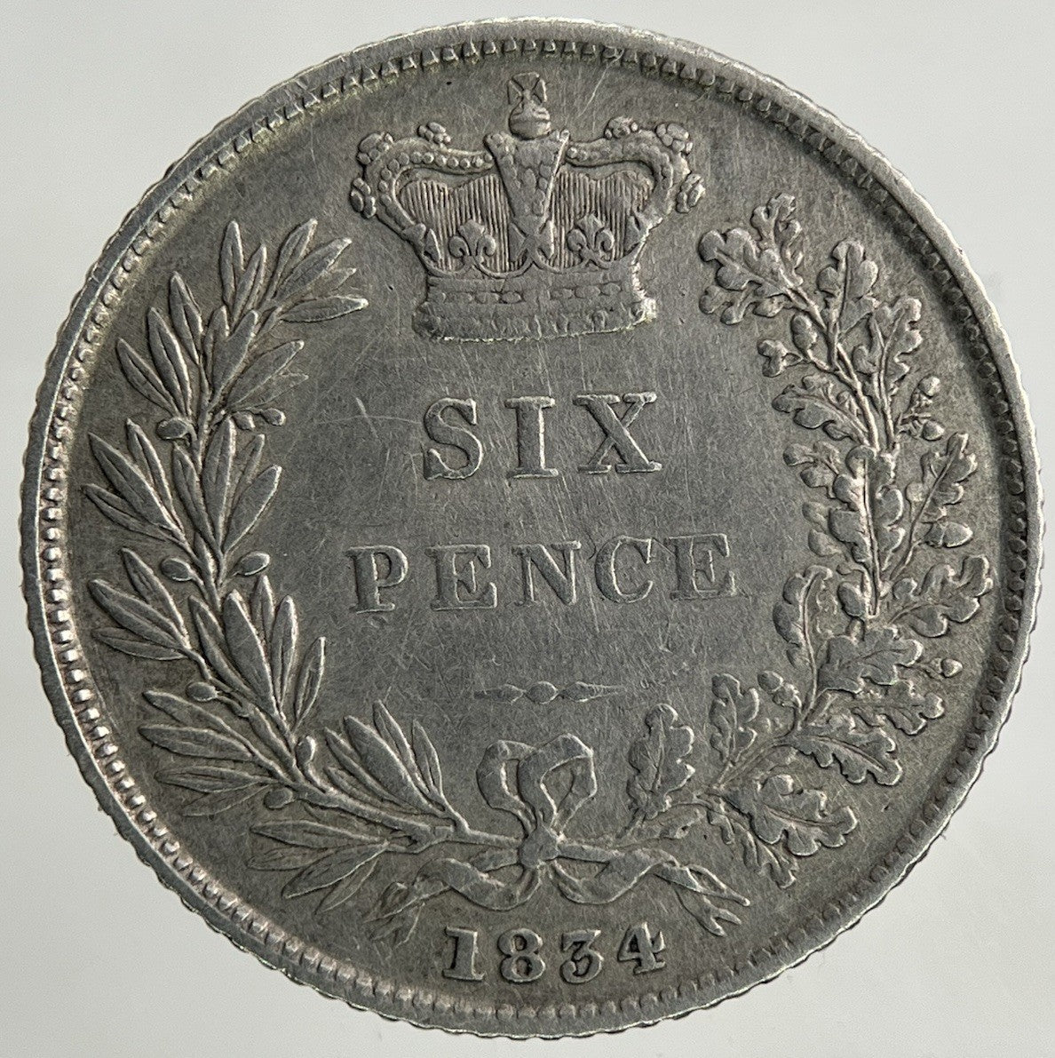 1834 William IV Sixpence Silver Coin | Very High Grade