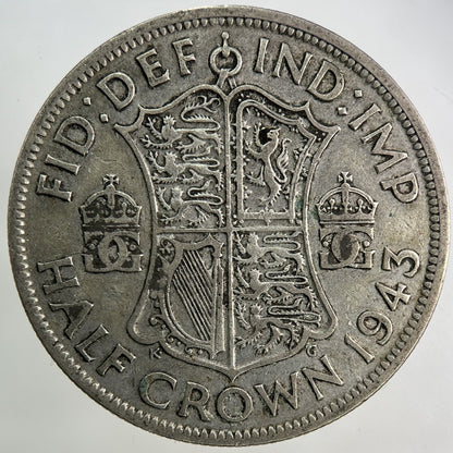 1943 George VI Half - Crown Silver Coin | Fine Collectable Grade