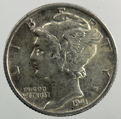 1941 US USA Mercury Dime Silver Coin | Fine Collectable Grade