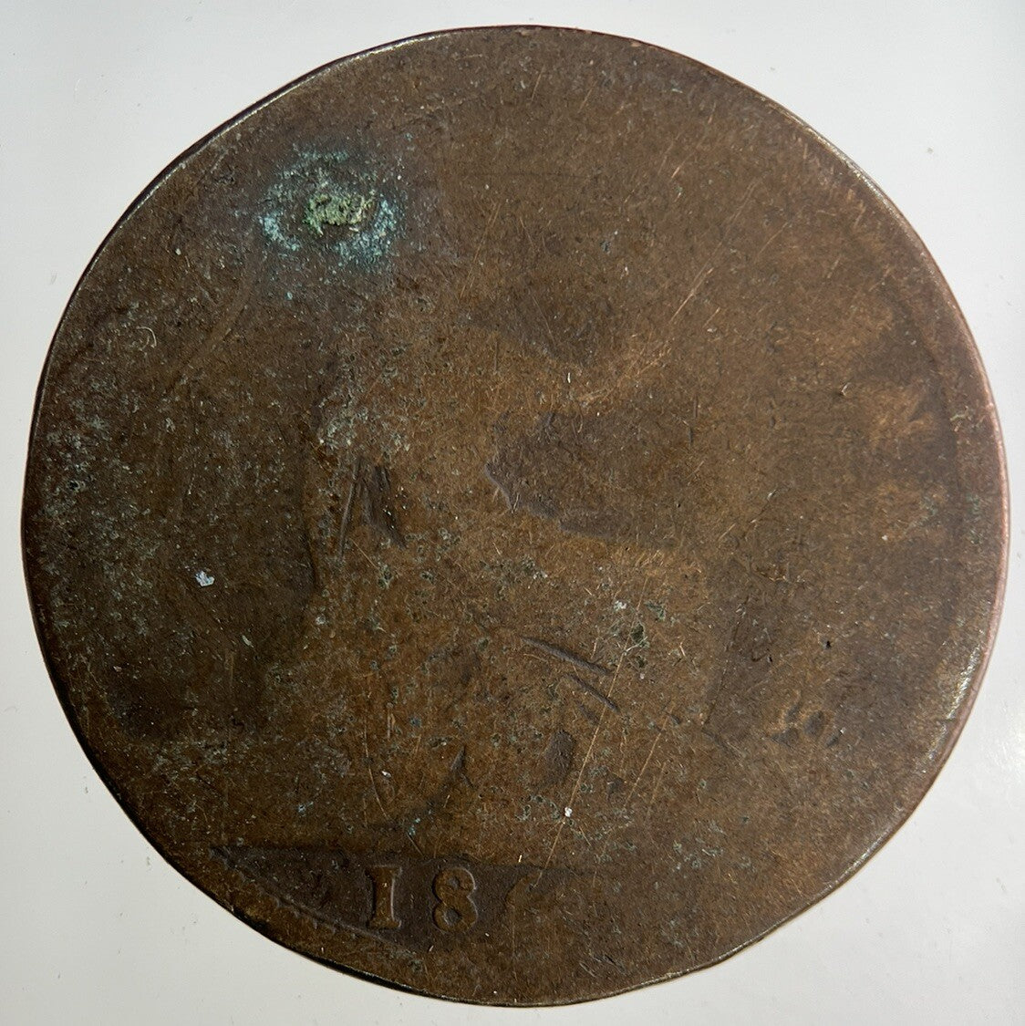 1862 Victoria One Penny Coin | Worn Grade