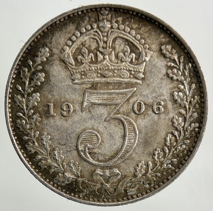 1906 Edward VII Maundy Threepence Silver Coin | Very High Grade