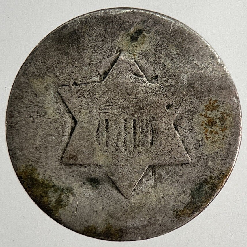 1856 US USA Three 3 Cent Silver Trime Type 2 Coin | Fair Grade