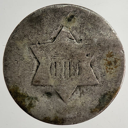 1856 US USA Three 3 Cent Silver Trime Type 2 Coin | Fair Grade