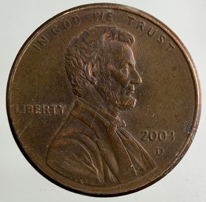 2003 - D US USA Lincoln One Cent Coin | Fine Collectable Grade