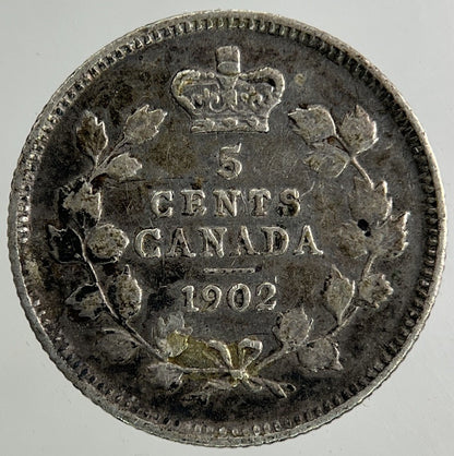 1902 Canada 5 Cents Silver Coin | Fine Collectable Grade