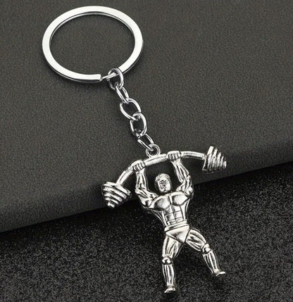 Mini Metal Bodybuilder Strong Man Gym Weights Keyring Premium Keychain Gift UK