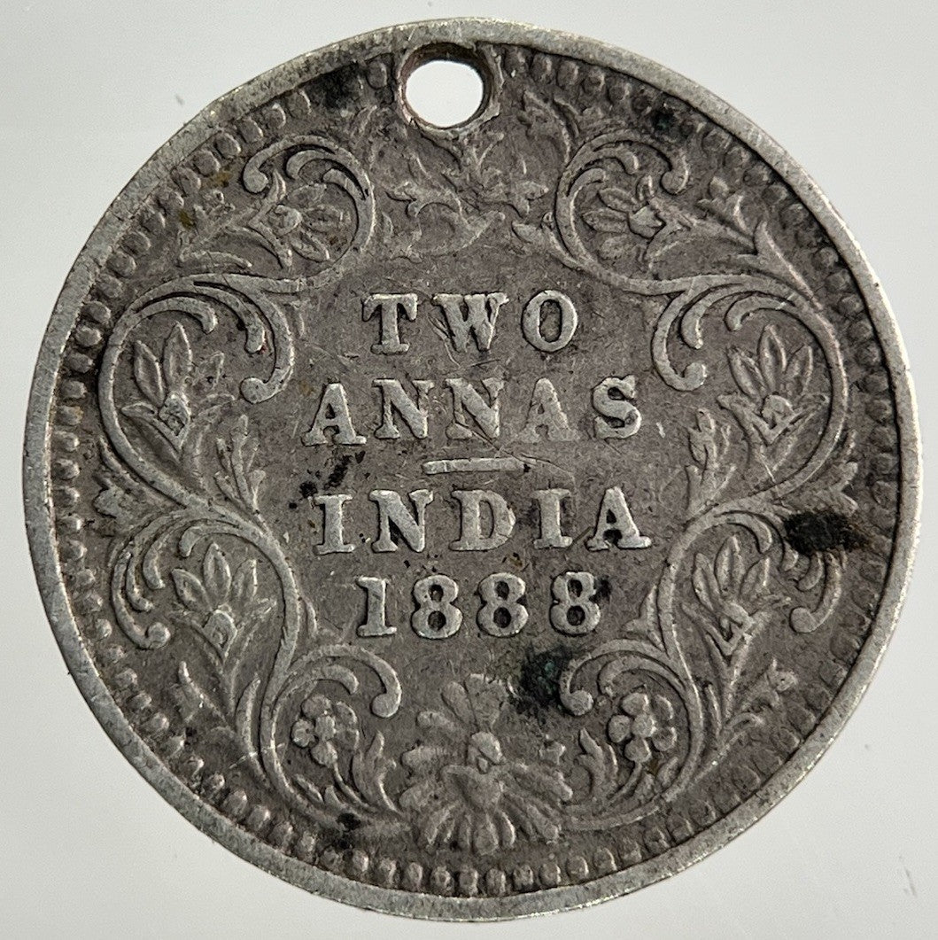 1888 India 2 Annas Silver Coin | Fine Collectable Grade