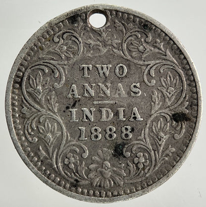 1888 India 2 Annas Silver Coin | Fine Collectable Grade