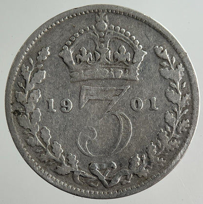 1901 Victoria Threepence Silver Coin | Collectable Grade