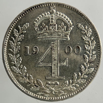 1900 Victoria Maundy Four - Pence Silver Coin | Very High Grade