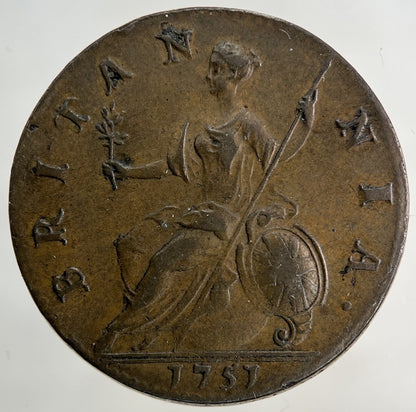 1751 George II 2nd Half - Penny Coin | Very High Grade