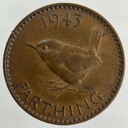 1943 George VI Wren Farthing Coin | Collectable Grade