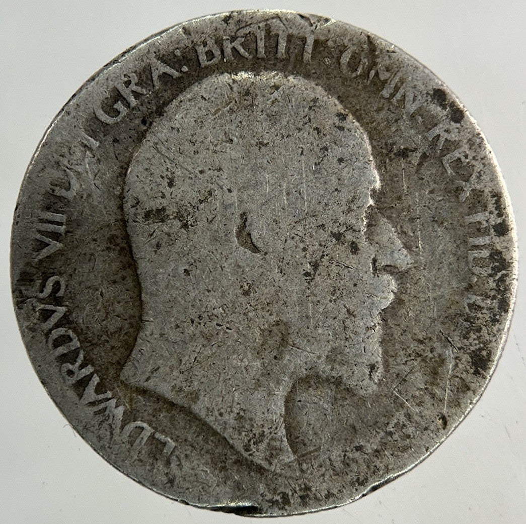 British Edward VII Sixpence Silver Coin | Worn Grade