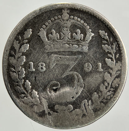 1891 Victoria Threepence Silver Coin | Fair Grade