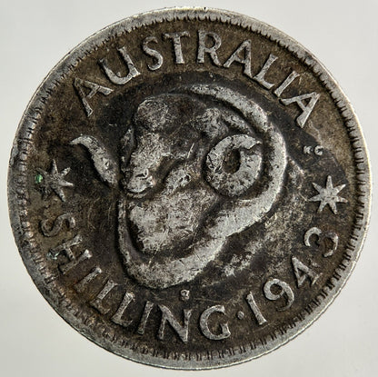 1943 - S Australia One Shilling Silver Coin | Fine Collectable Grade