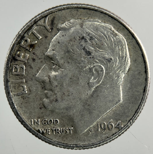1964 - D US USA Roosevelt Dime Silver Coin | Collectable Grade