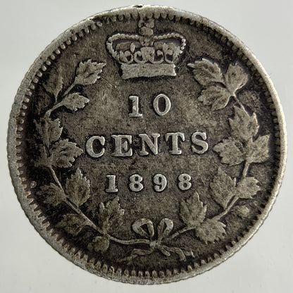 1898 Canada 10 Cents Silver Coin | Fine Collectable Grade