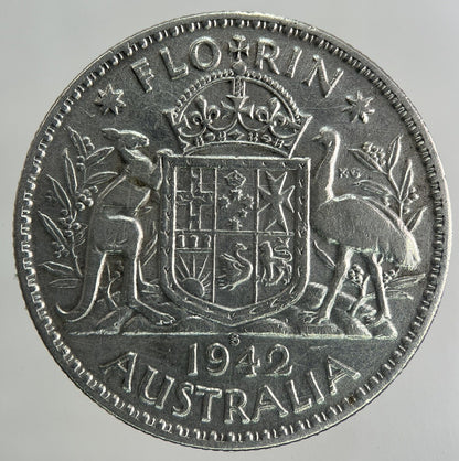 1942 - S Australia Florin Silver Coin | Fine Collectable Grade