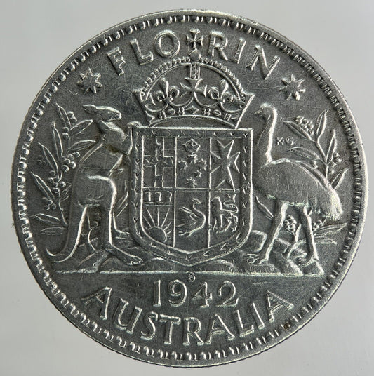 1942 - S Australia Florin Silver Coin | Fine Collectable Grade