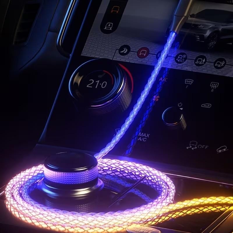 3 in 1 Multi - Colour RGB LED USB Cable Charging Charger iPhone Lightening Type C