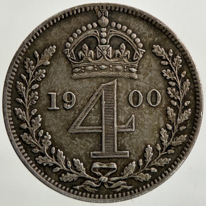 1900 Victoria Maundy Four - Pence Silver Coin | Very High Grade