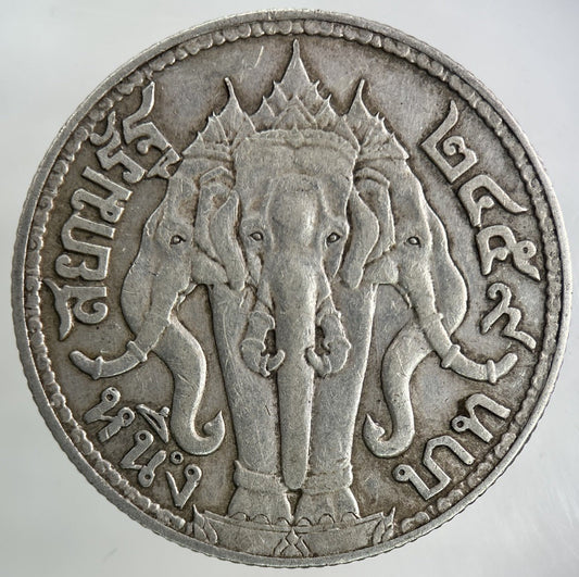 1913 - 18 Thailand Large 1 Baht Silver Elephant Coin | Fine Collectable Grade