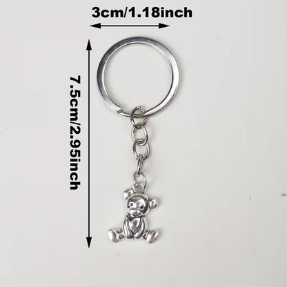 Mini Metal Cute Teddy Bear Charm Keyring Keychain Gift UK