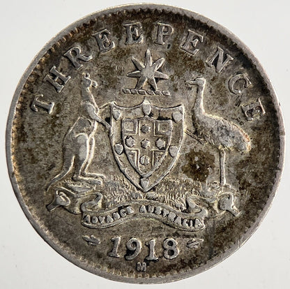 1918 - M Australia Threepence Silver Coin | Very High Grade | a9570