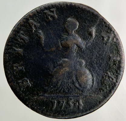 1754 George II 2nd Farthing Coin | Fine Collectable Grade