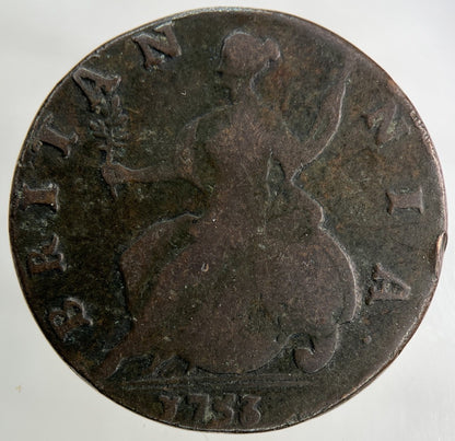 1753 George II 2nd Half - Penny Coin | Collectable Grade