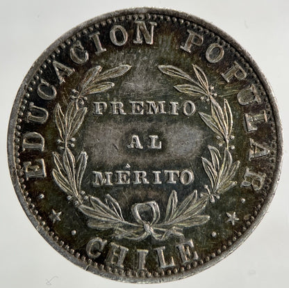 Chile Mapocho Premio Al Merito Silver Medal Coin | Very High Grade
