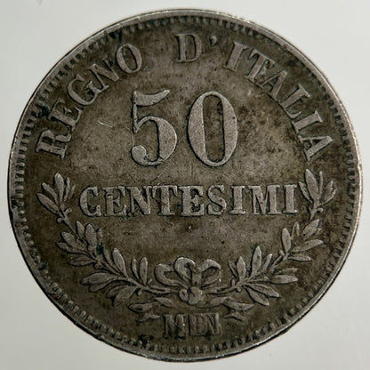 1863 Italy 50 Centesimi Silver Coin | Collectable Grade