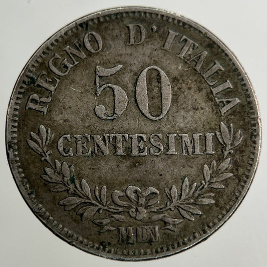1863 Italy 50 Centesimi Silver Coin | Collectable Grade