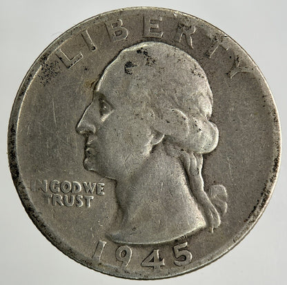 1945 - S US USA Quarter Dollar Silver Coin | Fine Collectable Grade