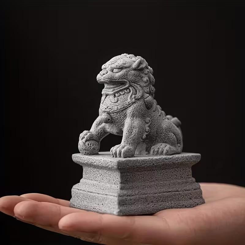 Mini Chinese Stone Lion Guardian Pixiu Stone Statue Figurine Sculpture Gift UK
