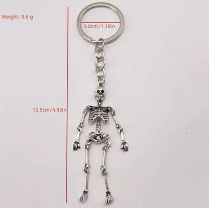 Mini Moving Metal Skeleton Body Shaped Keyring Premium Keychain Gift UK