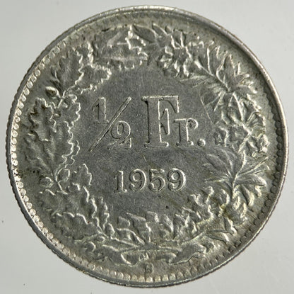 1959 Switzerland Swiss Half 1/2 Franc Silver Coin | Very High Grade
