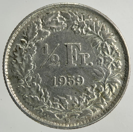 1959 Switzerland Swiss Half 1/2 Franc Silver Coin | Very High Grade
