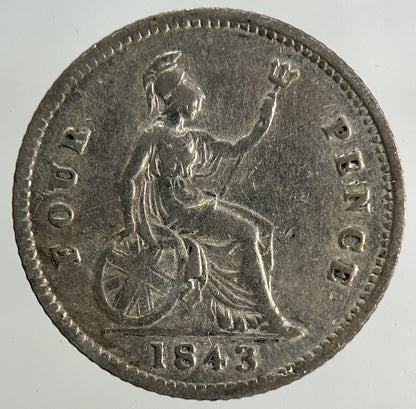 1843 Victoria Groat Four - Pence Silver Coin | Fine Collectable Grade