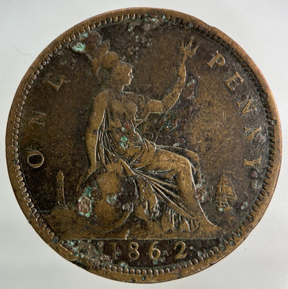 1862 Victoria One Penny Coin | Fine Collectable Grade