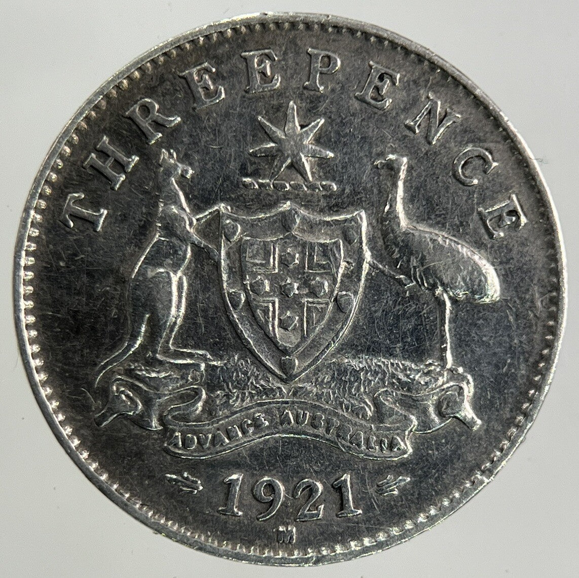 1921 - M Australia Threepence Silver Coin | Very High Grade