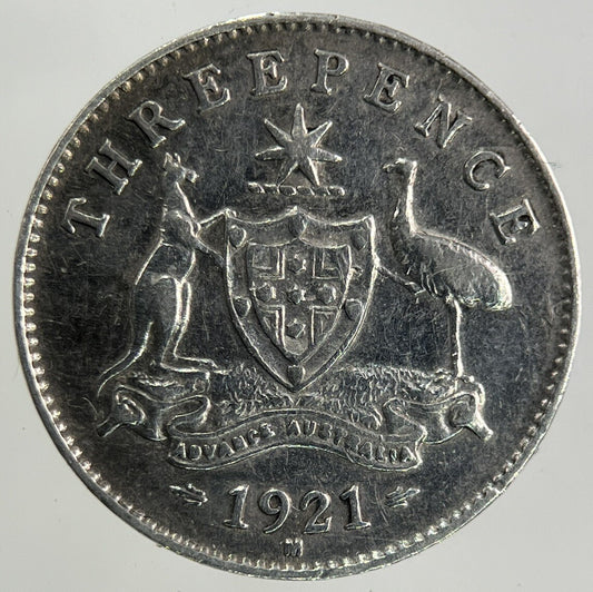 1921 - M Australia Threepence Silver Coin | Very High Grade